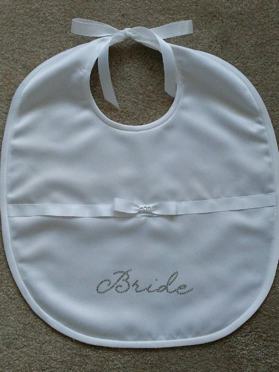 Wedding Bibs 1 Bling Bib in white or ivory/cream satin