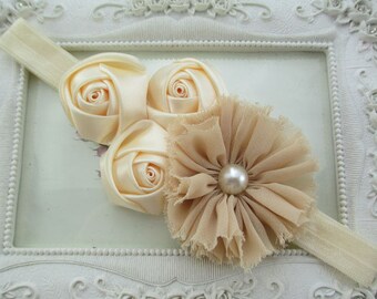 Tan Headband, Babys Beige Headband, Girls Headband, Babys Beige Headbands, Infants Beige Headbands, Photo Prop Headband, Beige Tan Headband