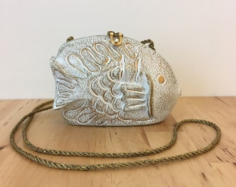 Timmy Woods of Beverly Hills White Gold Fish Purse