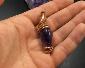 Amethyst and copper pendant
