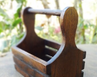 Beautiful Hand Carved Reclaimed Wooden Caddy, Wooden Caddy, Rustic Caddy, Caddy, Teak Caddy, Wooden Box, Wooden Container, Condiment Caddy