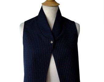 Navy blue vest sleeveless striped Bonnie