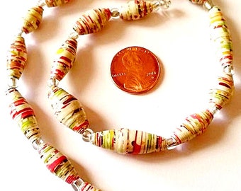 Unique Paper Beads - Handmade - Strand of 16 - PM78