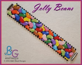 JELLY BEANS Peyote Cuff Bracelet Pattern