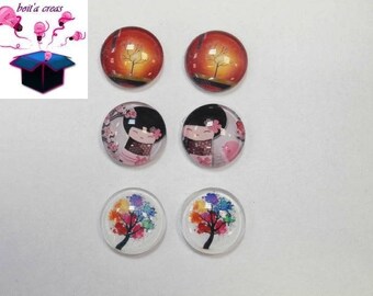 6 glass cabochons 18 mm as pictured lot number 53