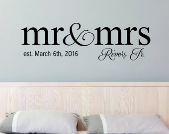 Mr & Mrs Wall Decal Sticker Personalized