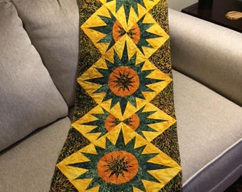 Textile Decor, quilted table runner, quilted bed runner, quilted wall hanging, Fall table decor