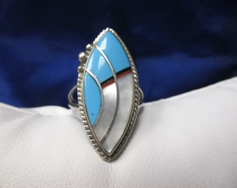ONE Sterling Silver Mother of Pearl and Enamel Ring