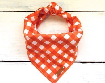 Orange Gingham Check Dog Bandana