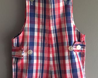 Vintage Red, White, and Blue Young Mate brand shortalls