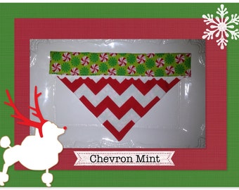 Christmas Dog Bandana Scarf in the Popular Chevron Print & Peppermints