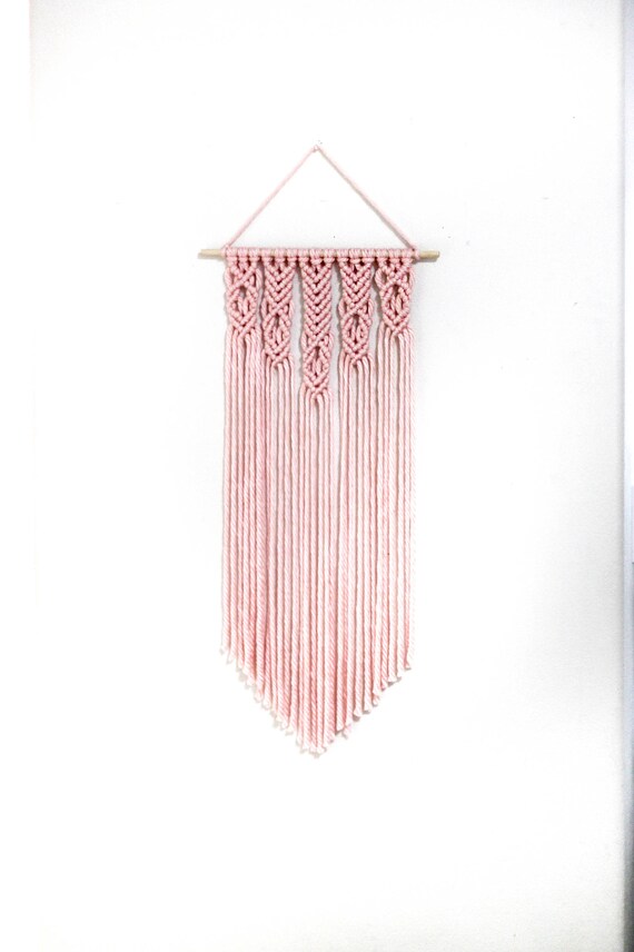 Handmade Light Pink Macrame Wall Hanging