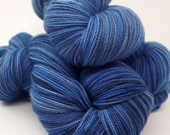 A River Runs through It, Blue, Navy, Merino Cashmere Nylon, MCN, ColorPurl Ritzy XL, Hand Dyed Sock Yarn, Sock Weight, 600 yards