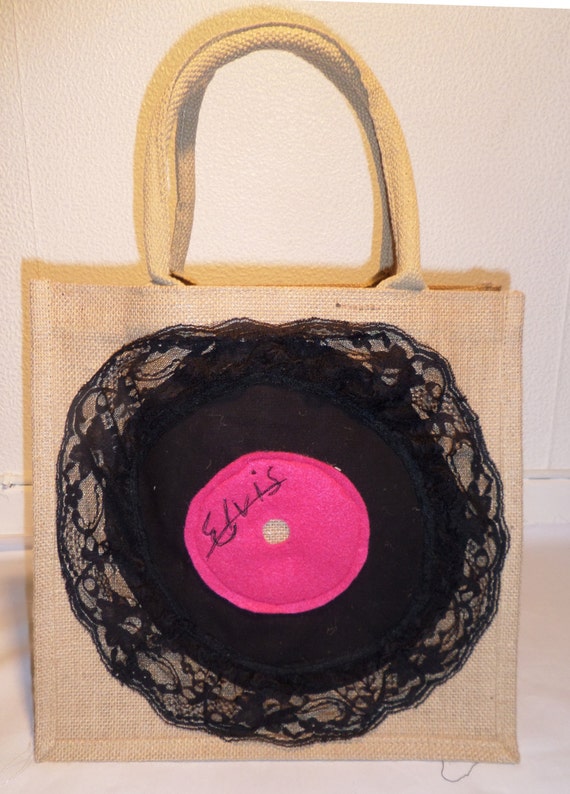 Items similar to Elvis Vinyl Jute Bag on Etsy