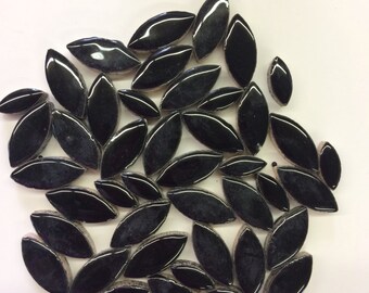 Black Ceramic Petals -50g//ceramic leaves//mosaic leaves
