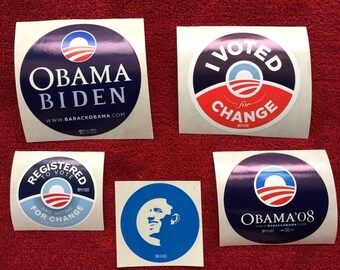 5 (FIVE) President Barack Obama : Campaign stickers