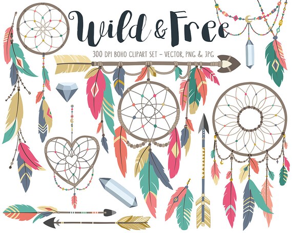 Download Tribal Clipart Boho Tribal Clip Art Set Dream Catcher