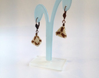 Handmade earrings, beaded earrings, peyote earrings, triangle earrings, gift for her