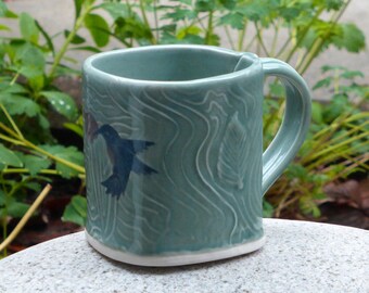Porcelain hummingbird mug