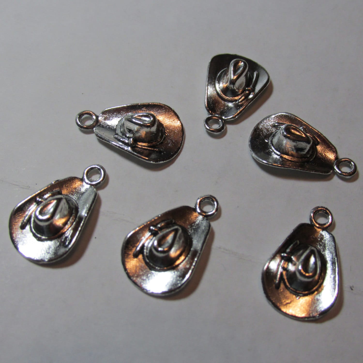 10, Cowboy Hat Charms, Silver Cowboy Hat, Hat Charms, Western Charm