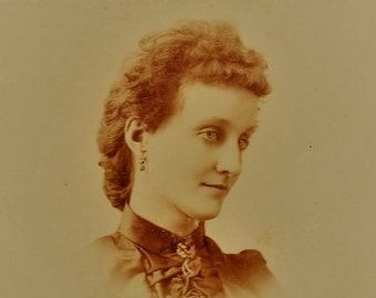 ON SALE Jacksonville Illinois IL 1800's Lovely Young Woman Antique Cabinet Card Photograph Photo Old Vintage