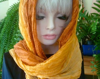 silk scarf womens long scarf gold yellow