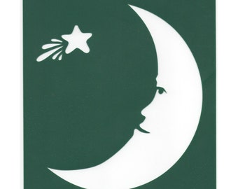 Stencil Moon and Shooting Star Green Plastic New
