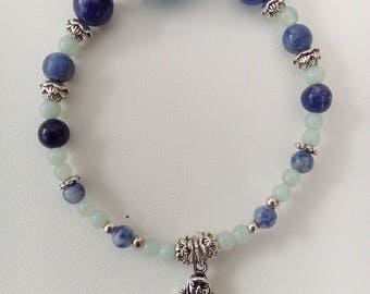 Beaded bracelet with Amazonite, Sodalite, agate and silver beads