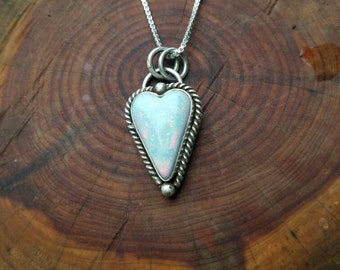 Atlanis Opal and Sterling Silver Heart Necklace
