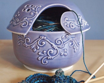yarn bowl with scrolls in Lavender