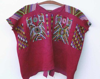 Ethnic Clothing | Vintage Boho Blouse | Red Authentic Guatemalan Huipil from Chajul | Festival wear