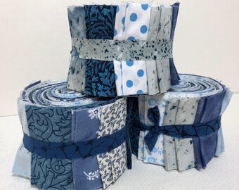 Jelly Roll Blue Quilt Strips, Prints- 2.5 inch wide, 20 strips each roll - Supplied by ArtisticFun