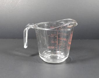 Anchor Hocking 1 Cup Measuring Cup, Vintage Clear Glass Midcentury Kitchen Cooking Baking Measuring Cup