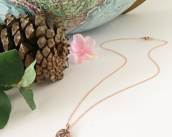 Globe necklace, world necklace, Earth necklace, rose gold necklace, nature jewelry, dainty necklace, rose gold jewelry, globe charm