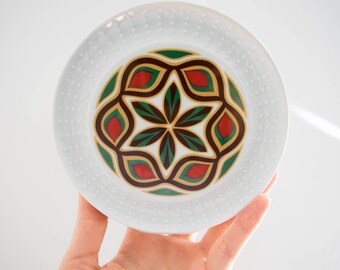 Milieu du siècle rouge, vert, or et marron glacé Vase en porcelaine / / Schumann Arzberg Bavaria / / Bohemian Home Decor