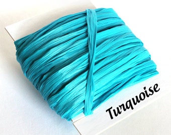 Turquoise Raffia Ribbon - 30/100 yards - 1/4 inch wide
