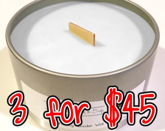 3 for 45! Natural Soy Wooden Wick Candle - 12 oz