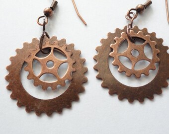 Steampunk Earrings Copper Gears