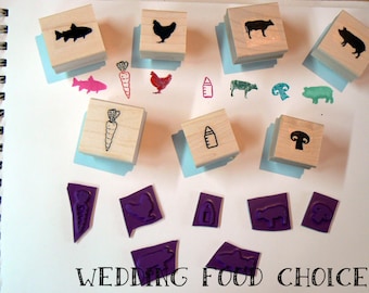 Menu, Food choice rubber stamps, meal option. P75