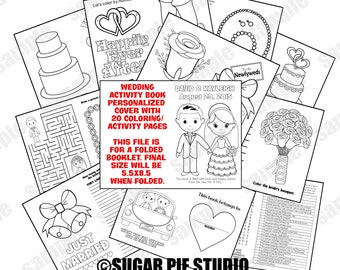 Mini Printable Personalized Wedding coloring activity book