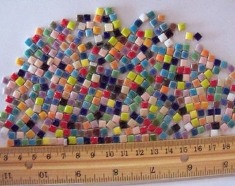 2 oz - 5mm size Tiny Ceramic Color Mix Mosaic Tiles - approximately 400 tiles.