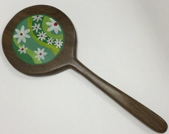 Painted Wooden Hand Mirror