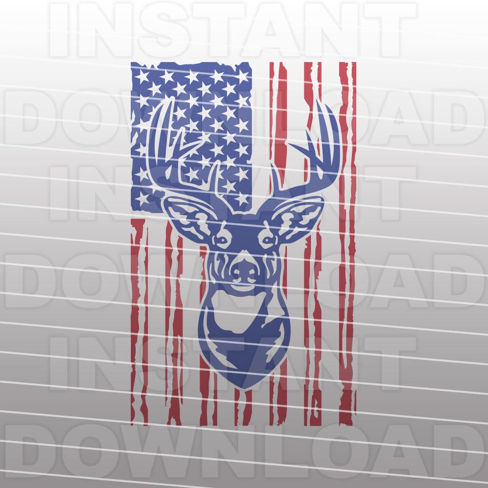 Download Patriotic Buck Head Deer Hunting SVG FileDeer Hunter SVG