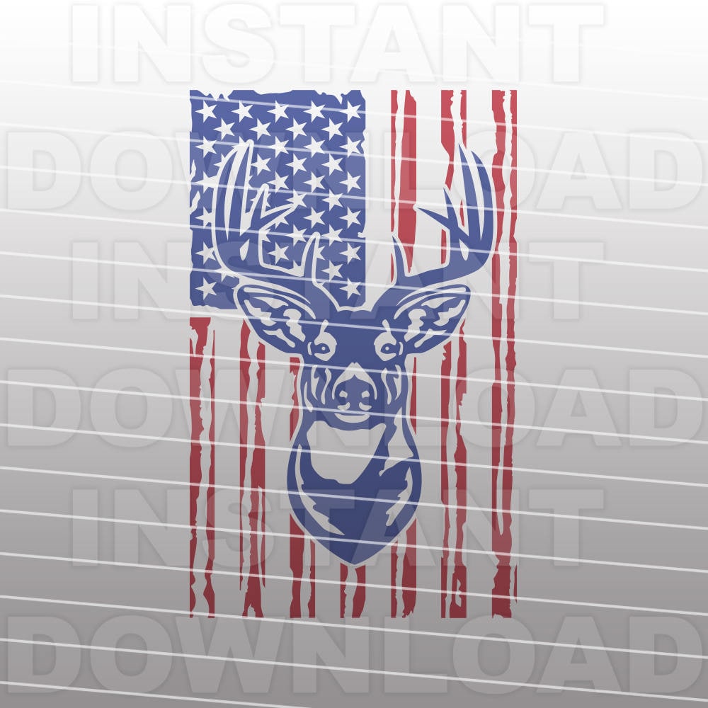 Patriotic Buck Head Deer Hunting SVG FileDeer Hunter SVG