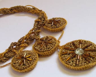 Crocheted necklace "Gold of the Aztecs"
