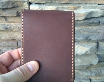 Leather Memo Notebook Cover, Leather Memo Cover, Leather Notebook Cover, Small Size Cover, 3" x 5", Dark Brown Leather