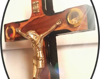 Cross of Olive wood with holy Essences from Bethlehem 15*10cm