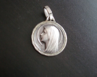 Antique french religious medal Madonna /Our Lady of Lourdes antique french pendant
