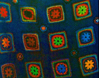 Granny Square Afghan Vintage Crochet Pattern Instant Download