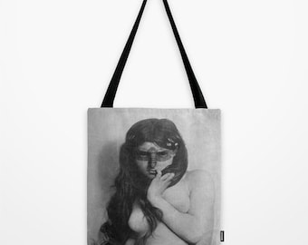 Vintage Portrait Tote Bag - Graphic Tote Bag - Indie Tote Bag - Shopping Bag - Designer Tote Bag - EcoFriendly Bag -